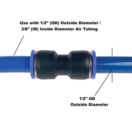 Primefit 1/2-in. Push to Connect STRAIGHT Fitting for 1/2-in. OD Air Tubing, 4PK PC1212S-4